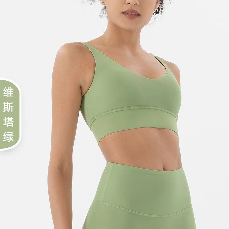 Customized Modest Ribbed Set/Quick Dry Sports Bra Set/Women Solid Pattern Yoga Fitness Vest/Shockproof Thread Short Sleeve