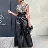 Luxury Olive Green High-Waist Belted Wide-Leg Trousers – Elegant PU Leather Paperbag Pants for Women with Statement Belt