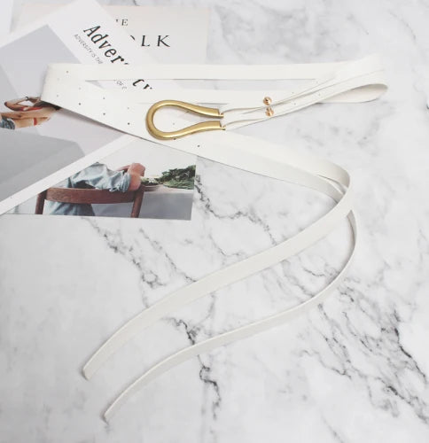 Luxury Sculpted Gold Buckle Waist Belt for Women | Adjustable Leather Belt in Red & Brown