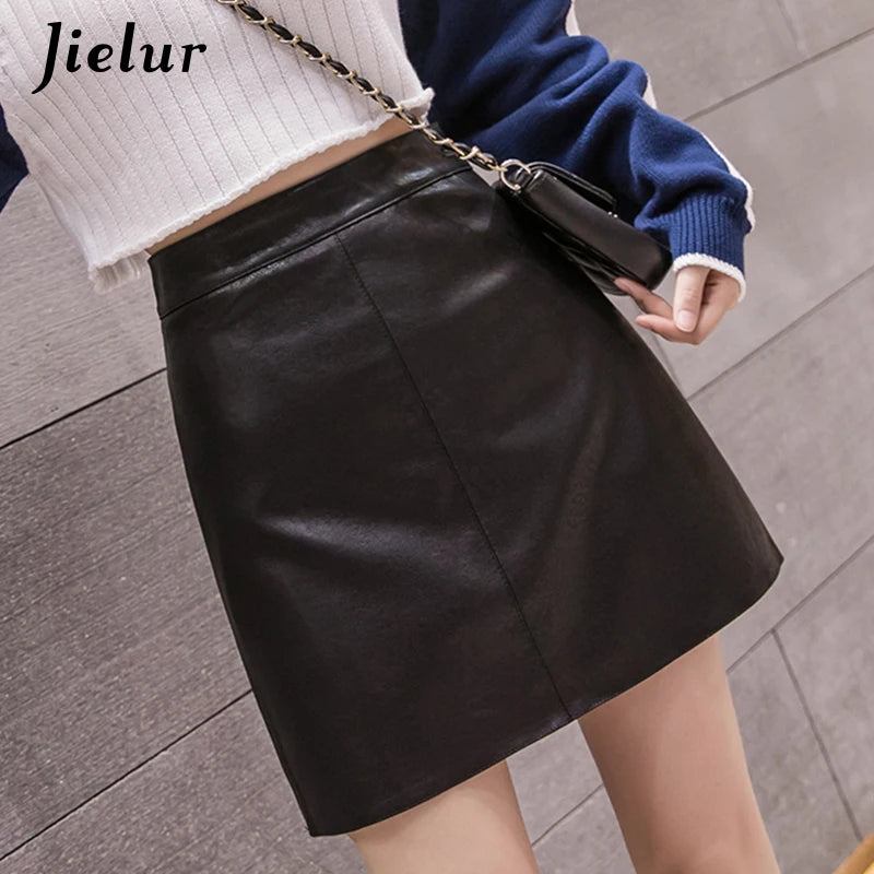 High-Waist Faux Leather & Suede A-Line Mini Skirt – Slim Fit Elegant Skirt for Women