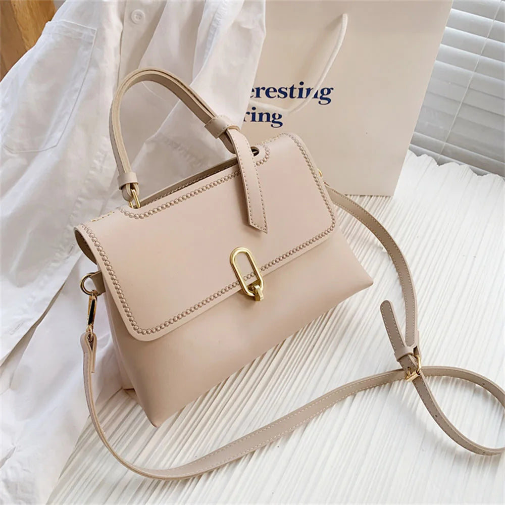 Fashion Small Square Shoulder Handbag/Solid Handmade Style/Customized Material Set With Button Click.