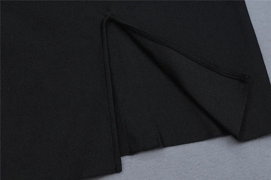 Bandage Dress Long Sleeve Elegant Button Sexy Black Solid Casual Sexy Mini Evening Party Dresses Outfits