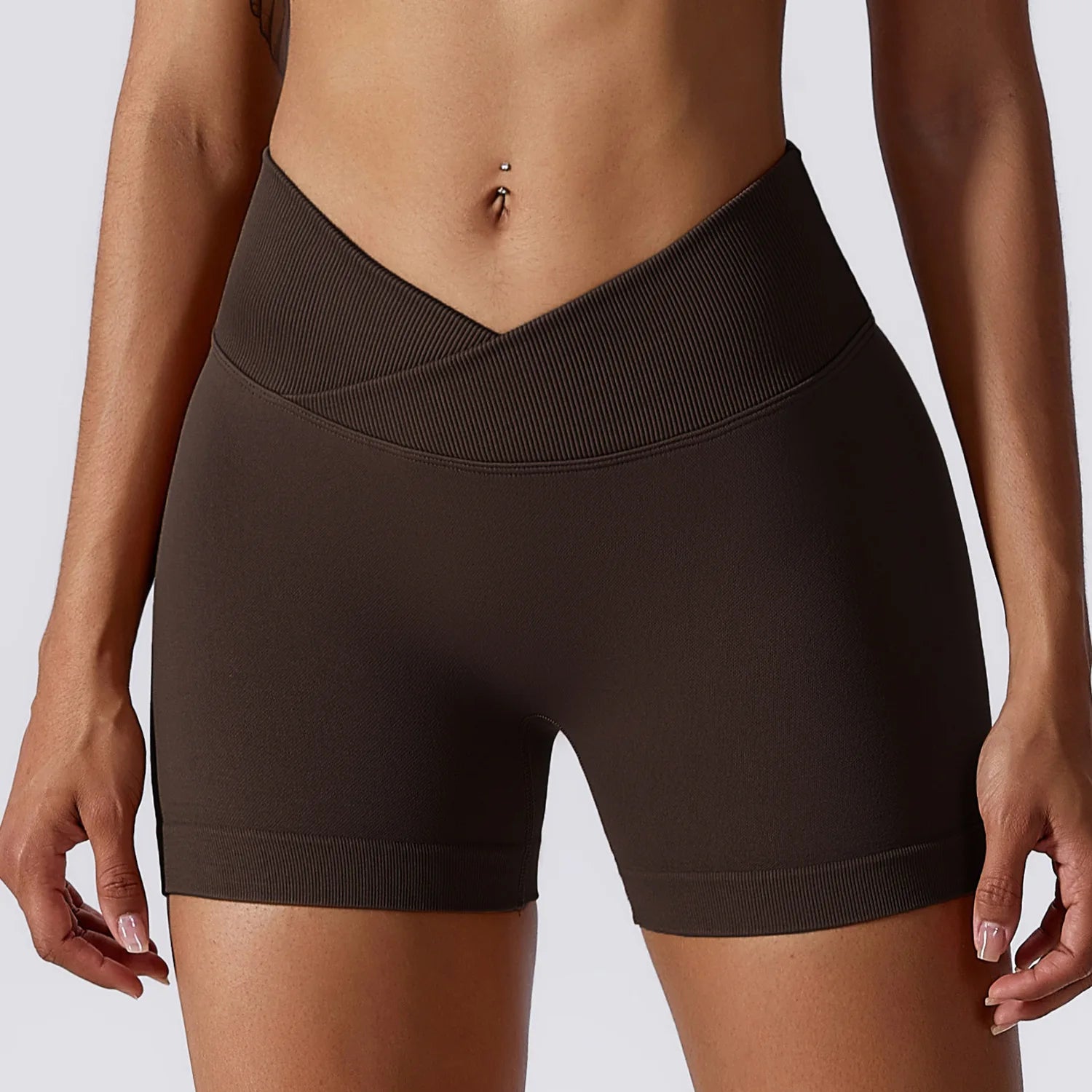 Ribbed Seamless V~Cut Scrunch Back Short’s/Quick Dry Lightweight Fitness/ Spandex/Nylon Running Clothes Soft Fit.