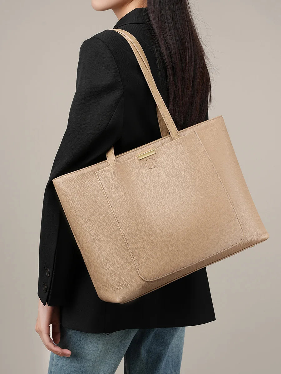 Luxury Genuine Leather Tote Bag for Women – Elegant Anti-Theft Work & Everyday Shoulder Handbag