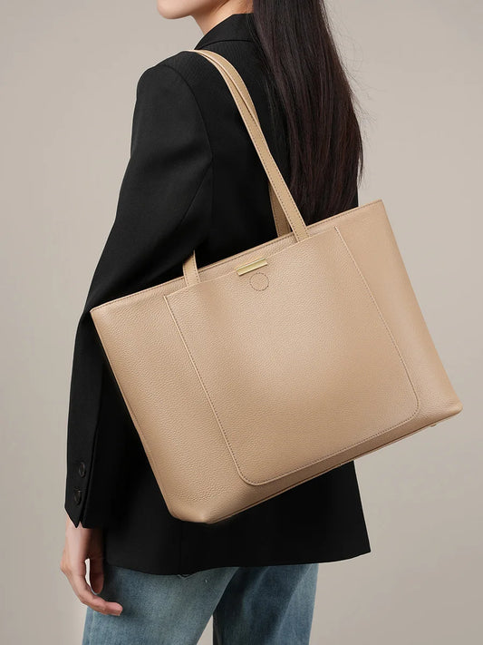 Luxury Genuine Leather Tote Bag for Women – Elegant Anti-Theft Work & Everyday Shoulder Handbag