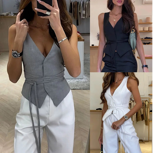 Fashioned V-neck Sleeveless Temperament Versatile/Women's Vest/