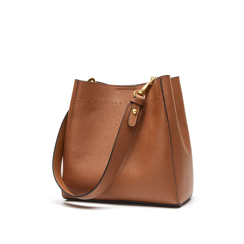 Luxury Genuine Leather Shoulder Tote Bag – Minimalist Everyday Designer Handbag