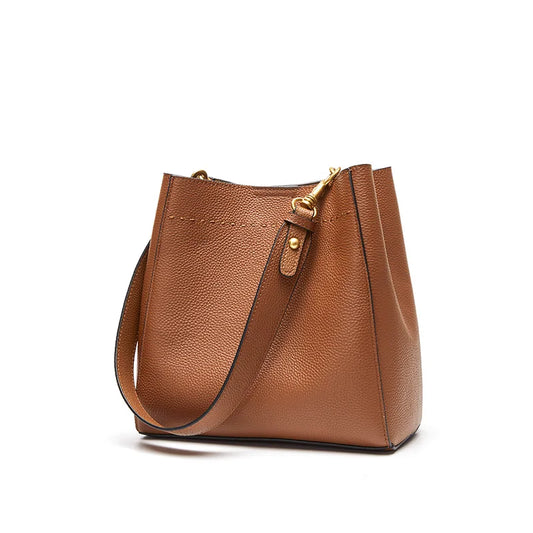 Luxury Genuine Leather Shoulder Tote Bag – Minimalist Everyday Designer Handbag