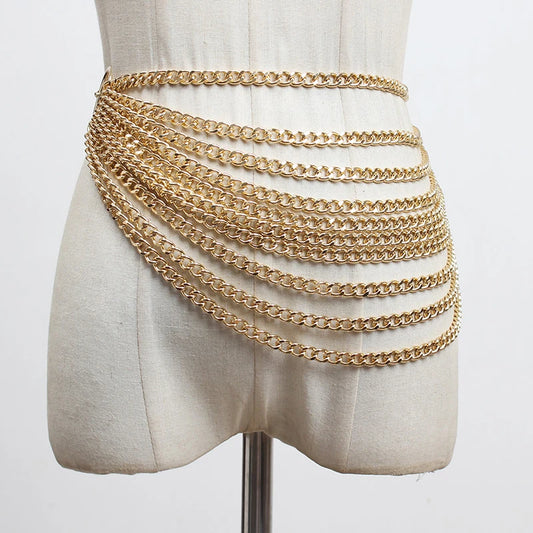 Stunning Punk Metal Belt’s/Gold Chain Belt/Metal Waist Tassel/High Quality Adjustable Goth Waistband.