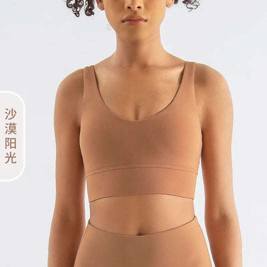 Customized Modest Ribbed Set/Quick Dry Sports Bra Set/Women Solid Pattern Yoga Fitness Vest/Shockproof Thread Short Sleeve