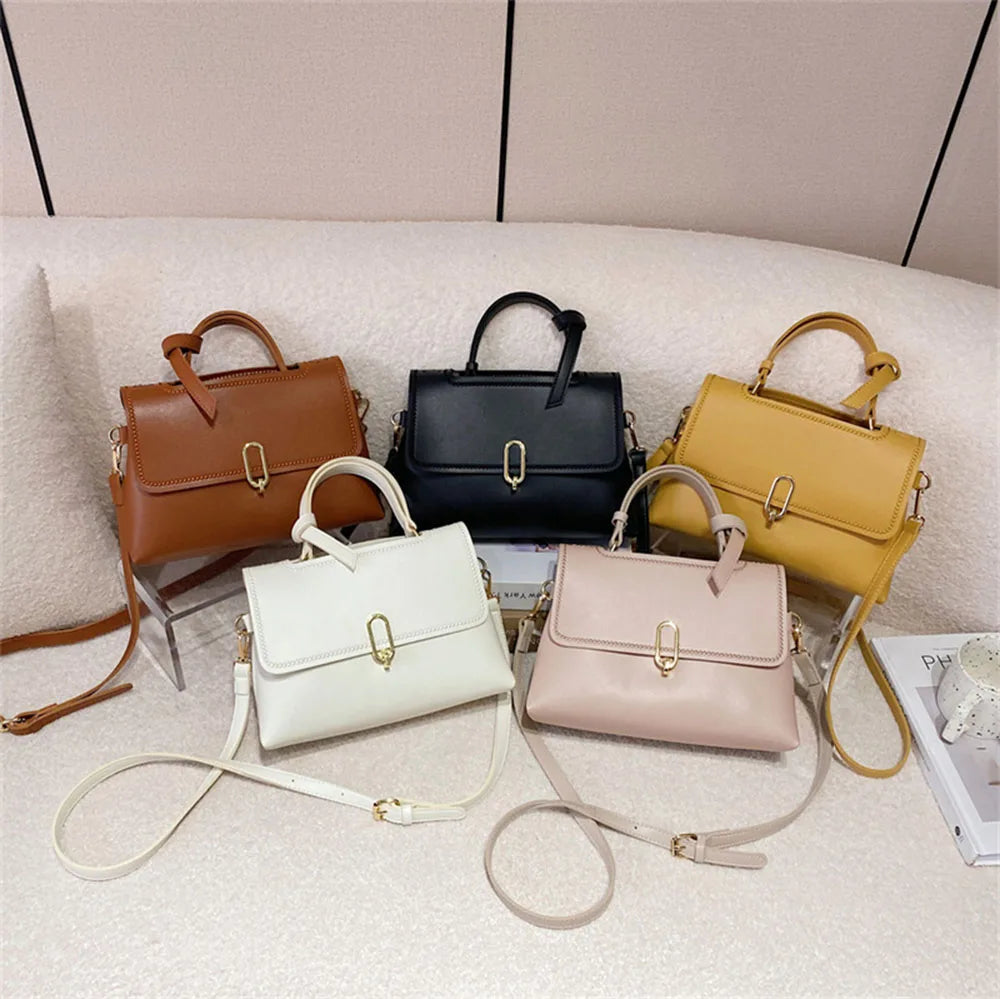 Fashion Small Square Shoulder Handbag/Solid Handmade Style/Customized Material Set With Button Click.