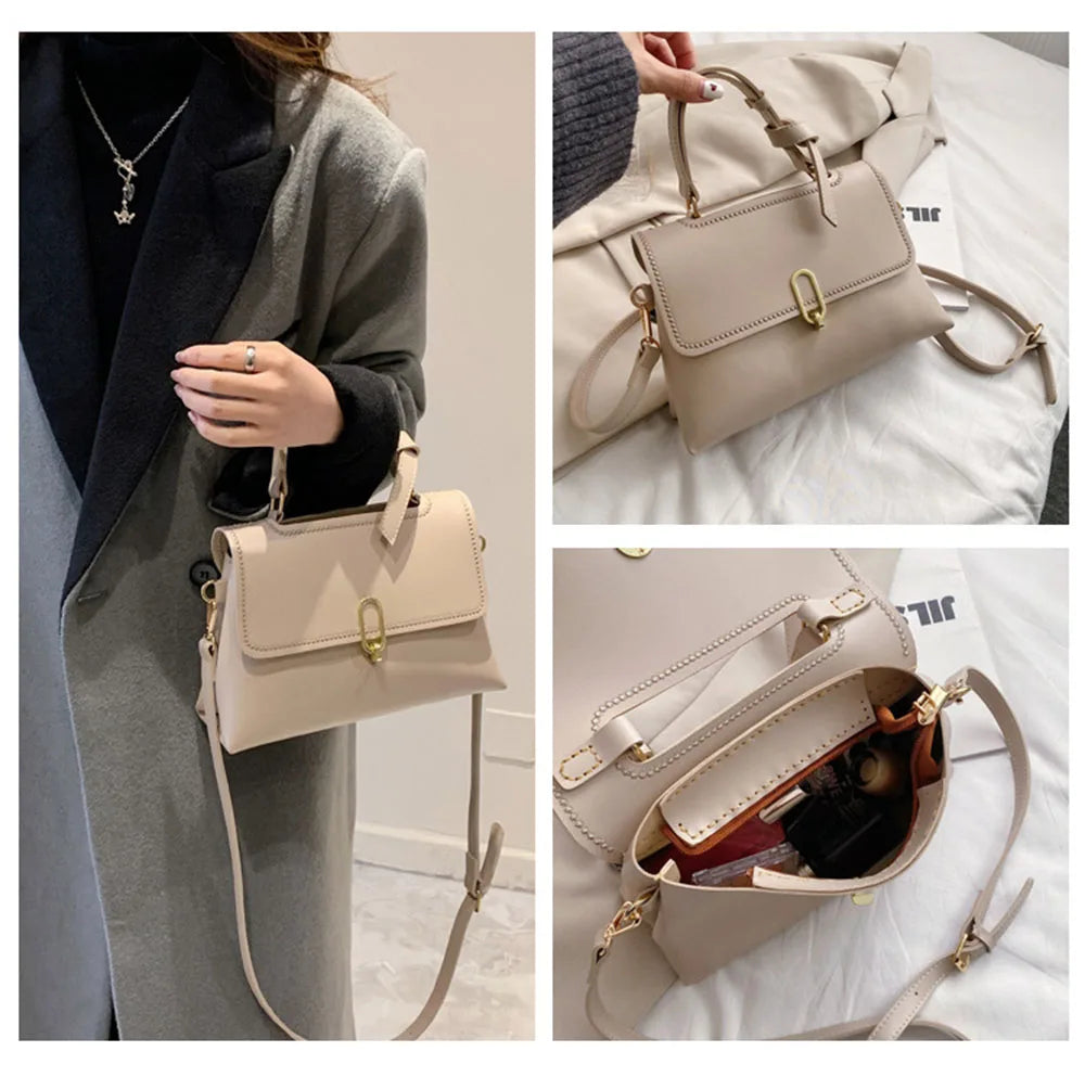 Fashion Small Square Shoulder Handbag/Solid Handmade Style/Customized Material Set With Button Click.