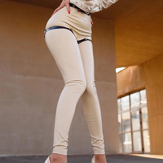 Sexy High waist PU Leather Pants/Black Long Skinny Pencil Pants/Strearwear Trousers Women Clothing Leggings.