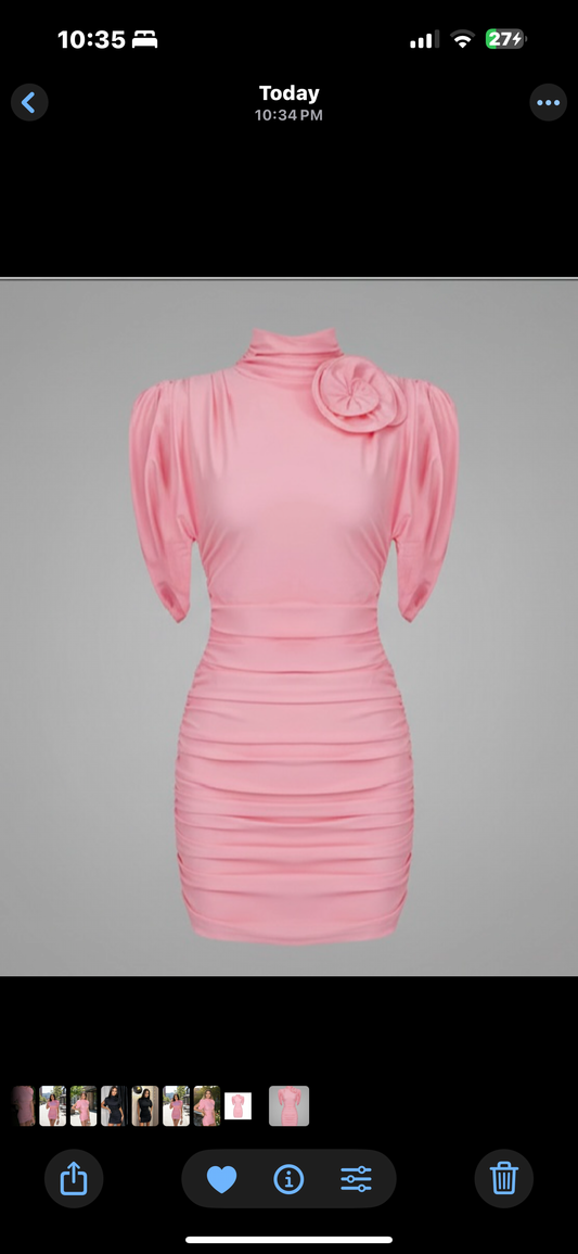 VC Pink Floral Draped Mini Dress – Chic Short Sleeve Dress for Women VC Pink Sheath Dress.