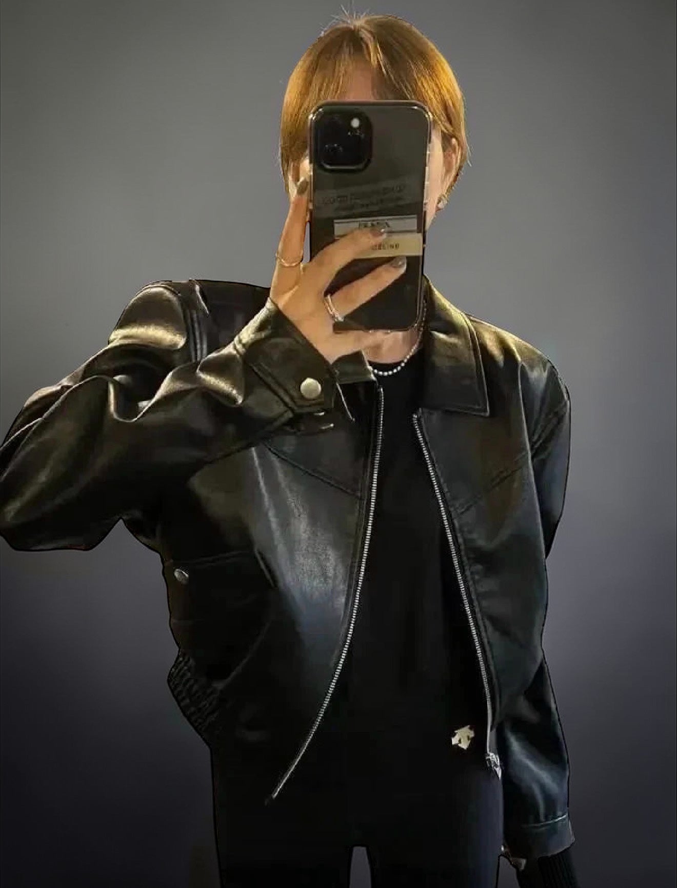 Women’s Minimalist Zip-Up Faux Leather Jacket – Structured Cropped Bomber Style | Modern Capsule Outerwear