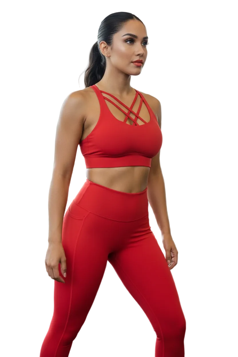 High-Waist Sculpting Activewear Set – Crisscross Sports Bra & Compression Leggings