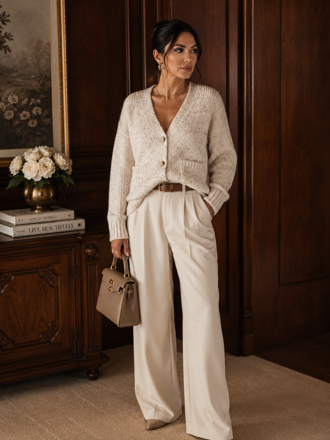 Timeless Elegance Vintage Knit Cardigan | Women’s V-Neck Sweater | Modern Blend Boutique
