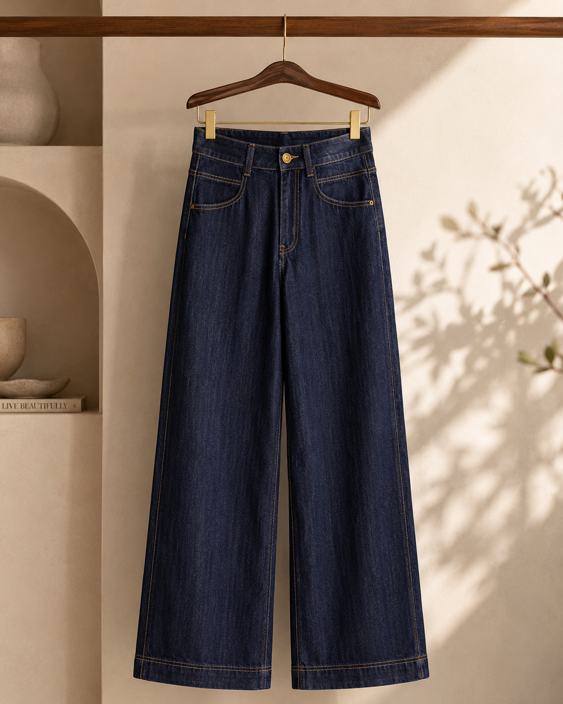 💙 High-Waisted Slim Straight Wide-Leg Jeans | Timeless Everyday Denim