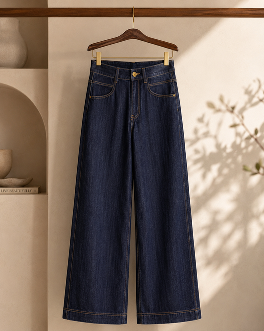 💙 High-Waisted Slim Straight Wide-Leg Jeans | Timeless Everyday Denim