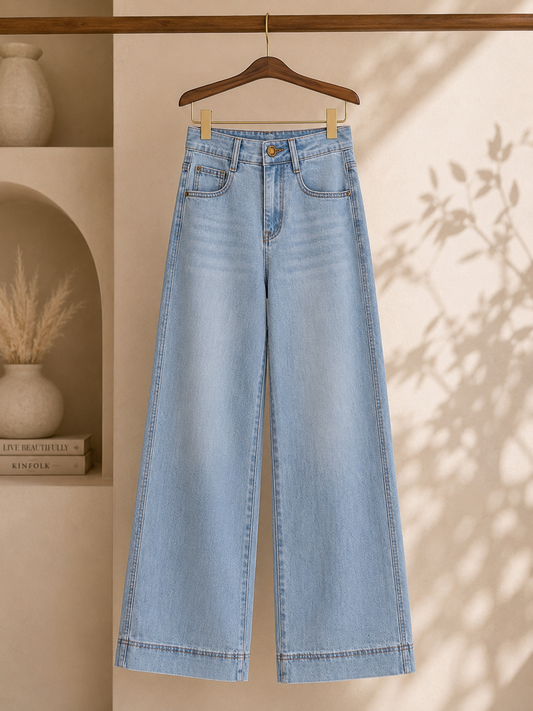 💙 High-Waisted Slim Straight Wide-Leg Jeans | Timeless Everyday Denim