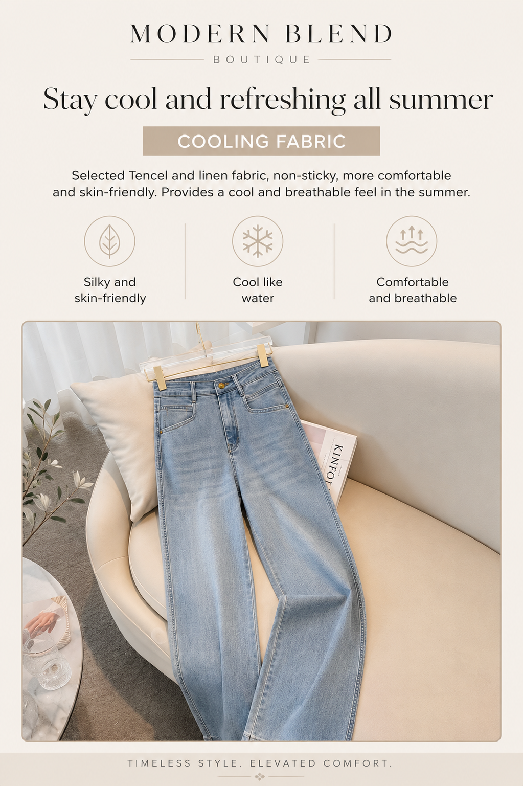 💙 High-Waisted Slim Straight Wide-Leg Jeans | Timeless Everyday Denim
