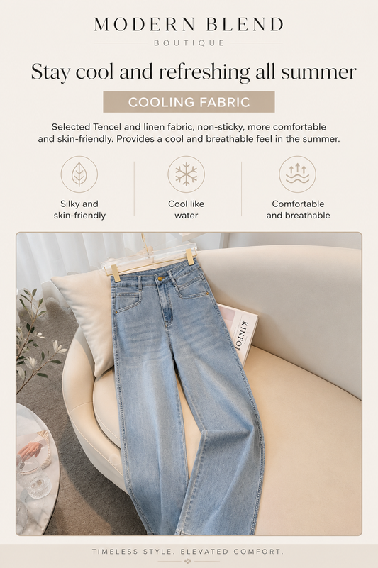 💙 High-Waisted Slim Straight Wide-Leg Jeans | Timeless Everyday Denim