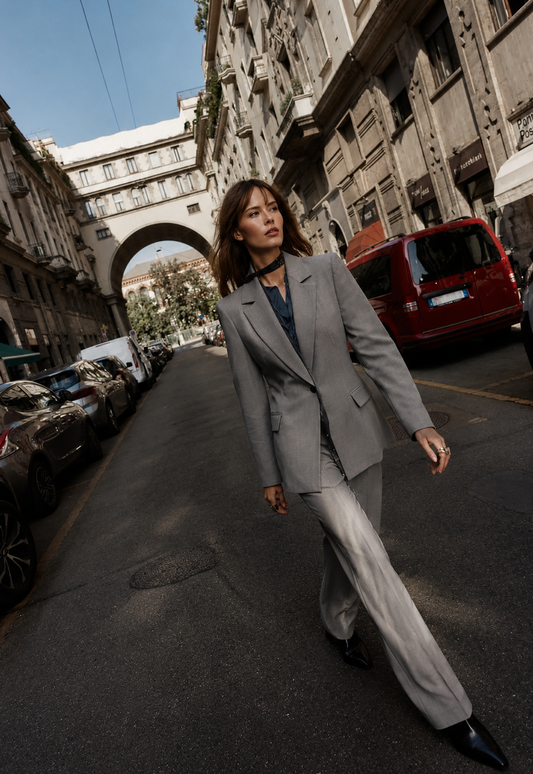 Timeless Tailored Shoulder Pad Blazer | Women’s Slim Fit Single Button French Suit Jacket | Office & Business Chic