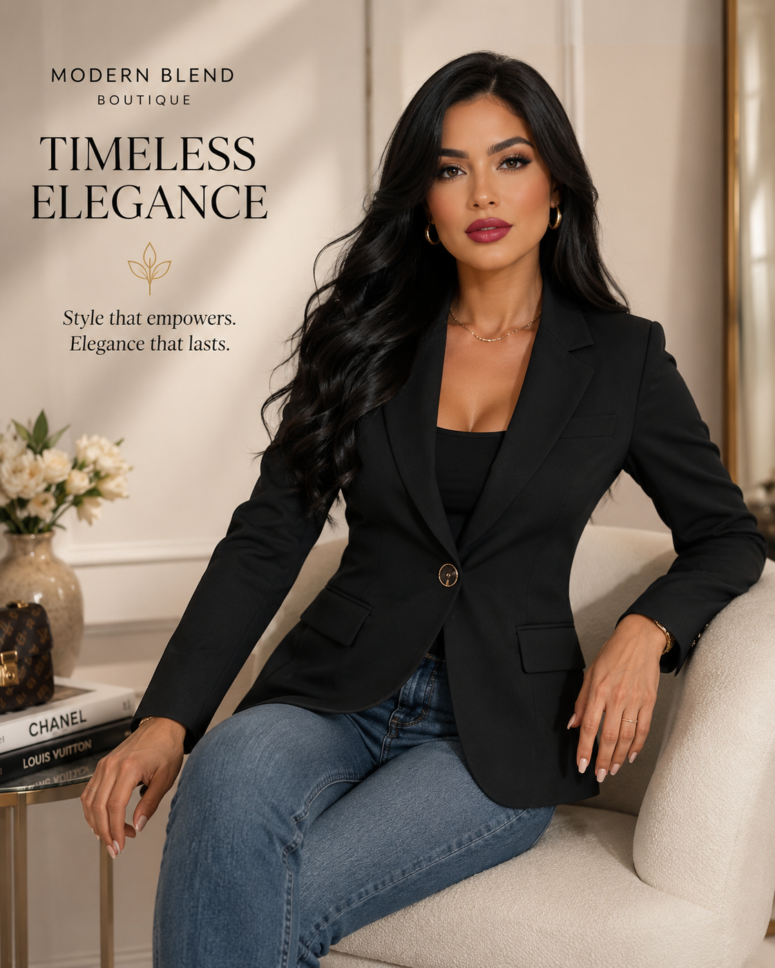 Women’s Sculpted Single-Button Blazer — Slim Fit Tailored Office Jacket
