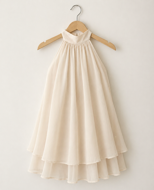 Women's Halter Neck Dress, Backless Tie-Front Chiffon Sheer Mini Skirt, Fashionable Sexy Y2K Vintage Cute Party Birthday Dress
