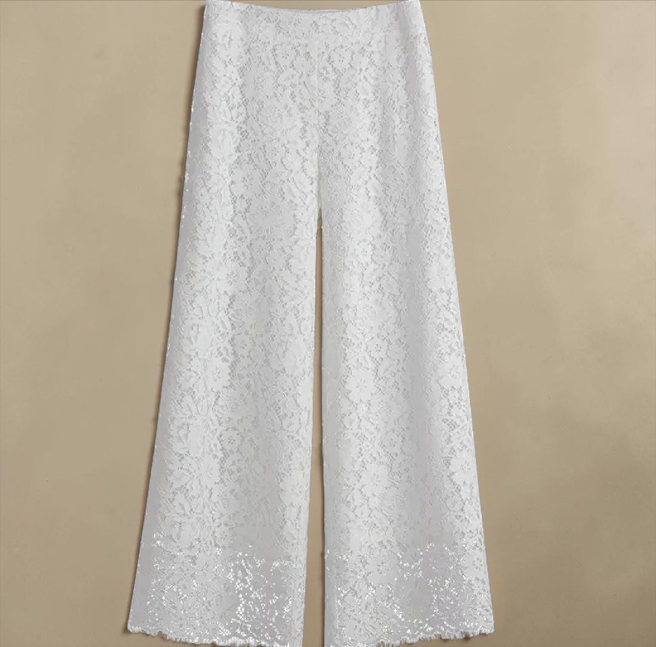 Elegant Lace Wide-Leg Trousers – High-Waist Solid Color Pants for Women | Summer Loose Straight Leg Bottoms | Modern Blend Boutique