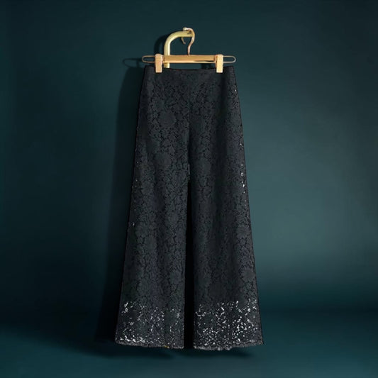 Elegant Lace Wide-Leg Trousers – High-Waist Solid Color Pants for Women | Summer Loose Straight Leg Bottoms | Modern Blend Boutique