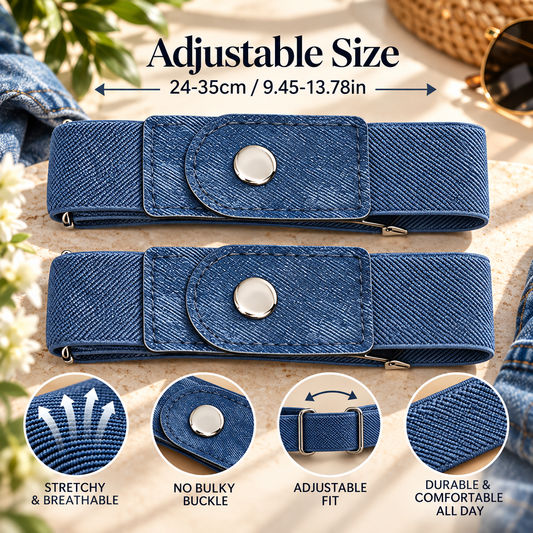 Invisible No-Buckle Stretch Belt | Adjustable Elastic Waist Cincher for Jeans & Pants – 2-Piece Set