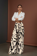 Patterned Designed Geometrical Printed Pant’s/ Wide Leg Fashionable Long Pant’s/Casual Aesthetic Daily Wear Pant’s.