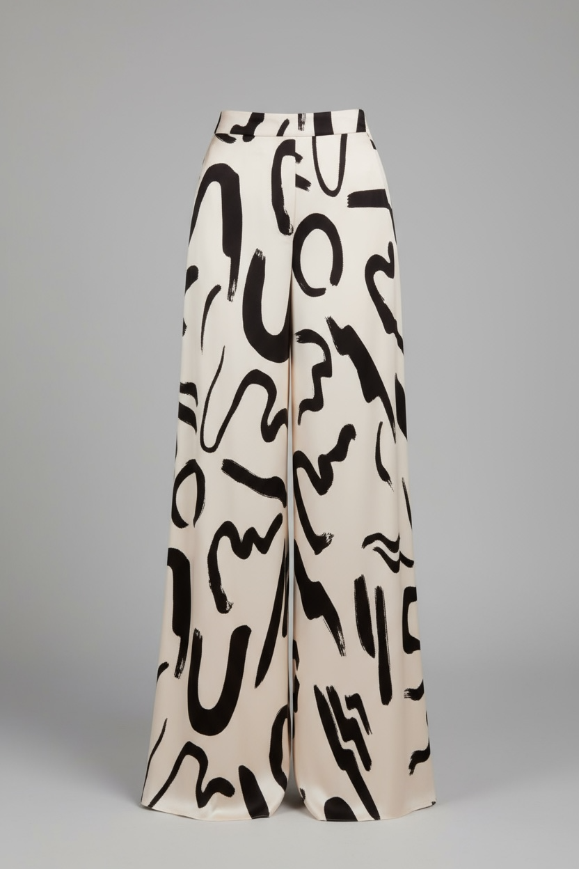 Patterned Designed Geometrical Printed Pant’s/ Wide Leg Fashionable Long Pant’s/Casual Aesthetic Daily Wear Pant’s.