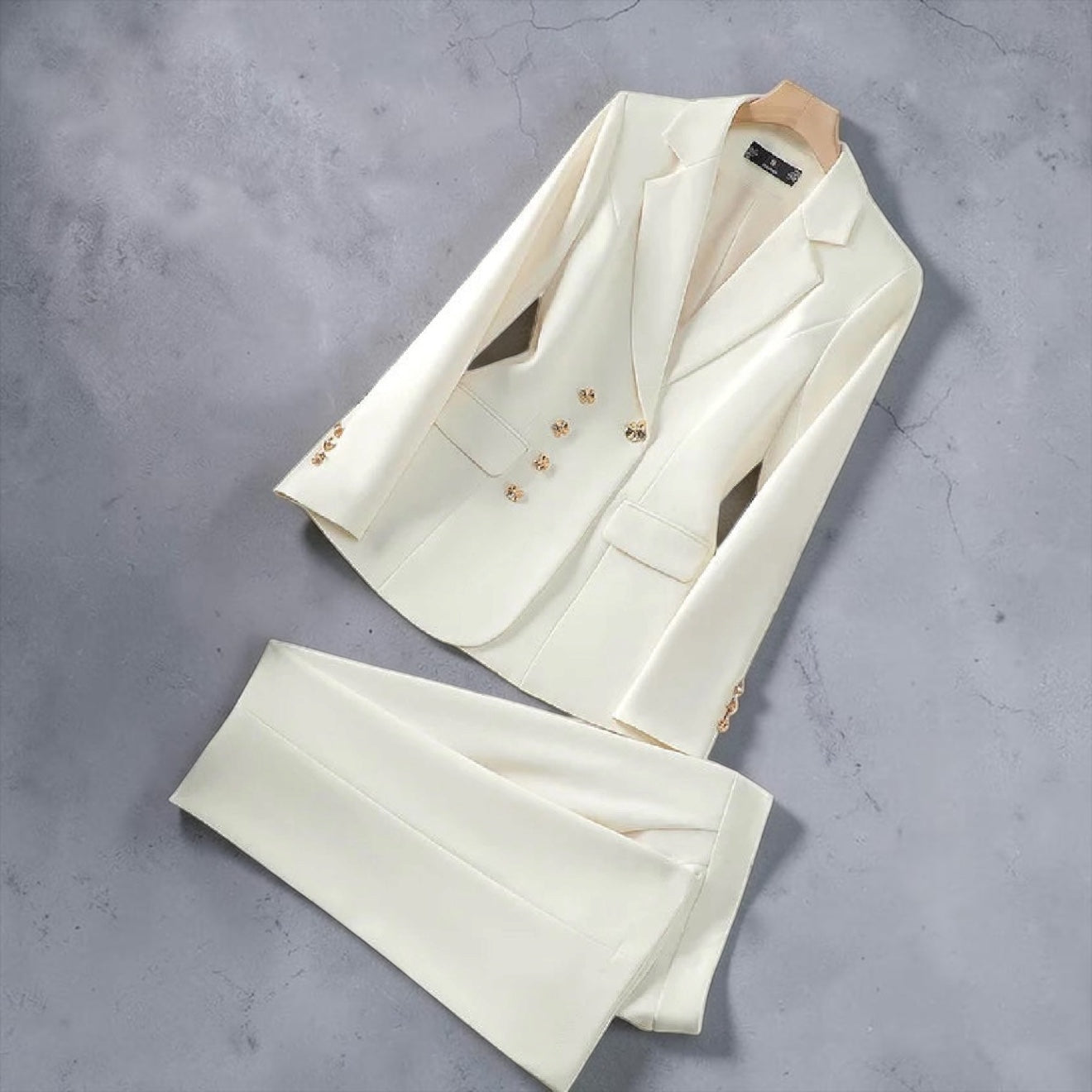 Elegant Women’s Business Suit Set – Tailored Blazer & Straight-Leg Pants 2 Piece Office Outfit | Professional Workwear Set for Women