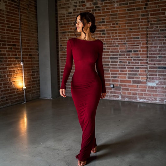 Reversible Deep V Backless Maxi Dress
