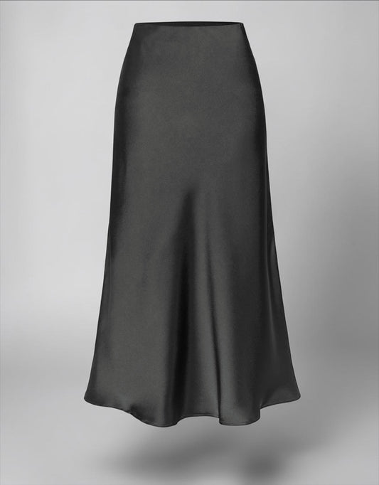 Luxury Satin Maxi Skirt for Women – High Waist Elegant Silk-Inspired A-Line Midi Skirt | Timeless Boutique Fashion