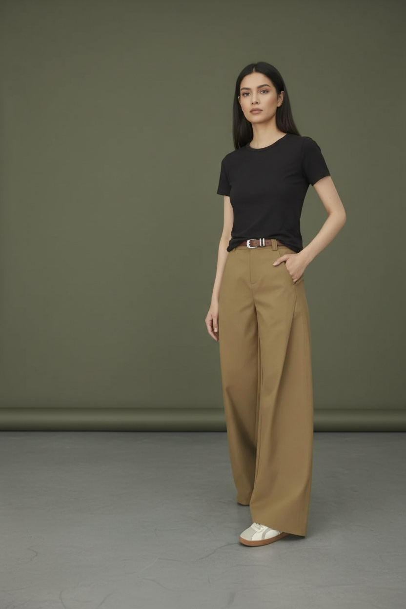 Stylish Khaki Cargo Wide Leg Pant’s/Women's Autumn New Style/Loose Slimming Straight Leg Trouser’s.