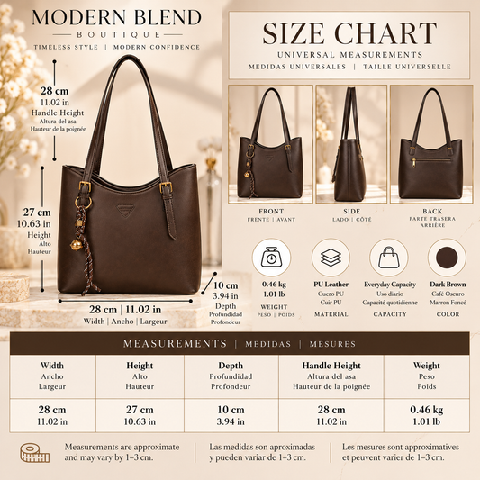 Women’s PU Leather Shoulder Tote Bag – Elegant Structured Handbag with Gold-Tone Accents | Modern Blend Boutique