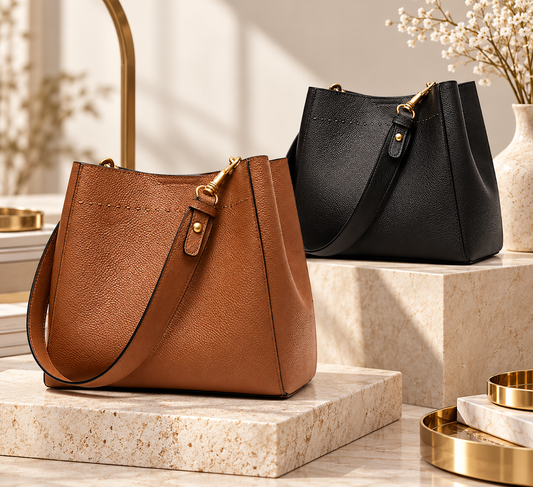Modern Blend Boutique | Luxury Genuine Leather Shoulder Tote Bag – Elegant Structured Handbag for Women