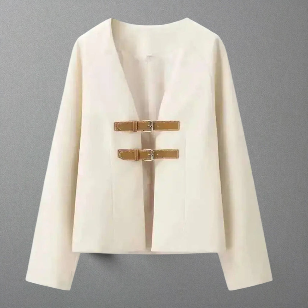 Strapped V Neck Elegant Blazer/New Long Sleeve/Metal Buckle Jacket Fashion Tide Autumn.