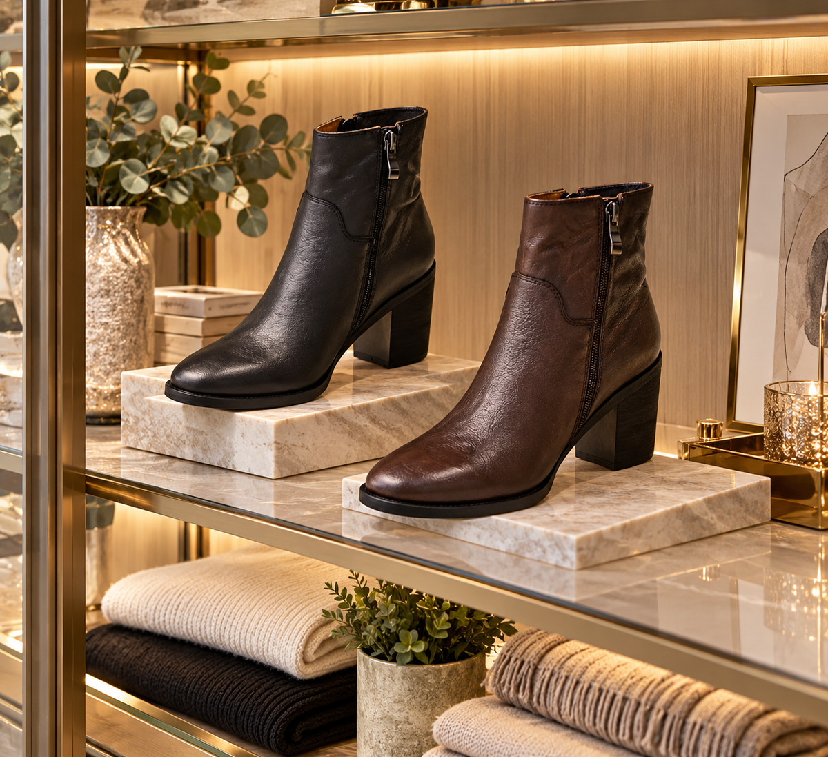 Women’s Genuine Leather Ankle Boots | Vintage European-Inspired Round Toe Booties, Side Zipper, Block Heel, Classic British Style