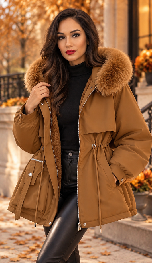 New Winter Women's Down Coat for Women, Slimming Fashionable Down Jacket with Fur Collar for Women Warm Winter Fur-lined Coat (Copy)