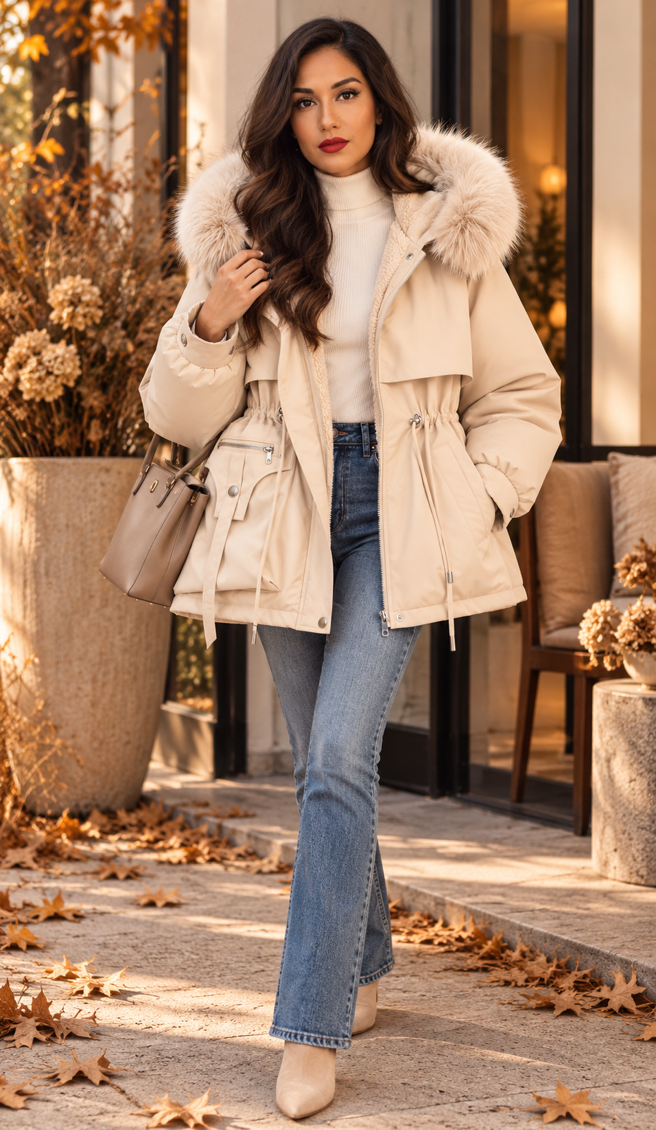 New Winter Women's Down Coat for Women, Slimming Fashionable Down Jacket with Fur Collar for Women Warm Winter Fur-lined Coat (Copy)