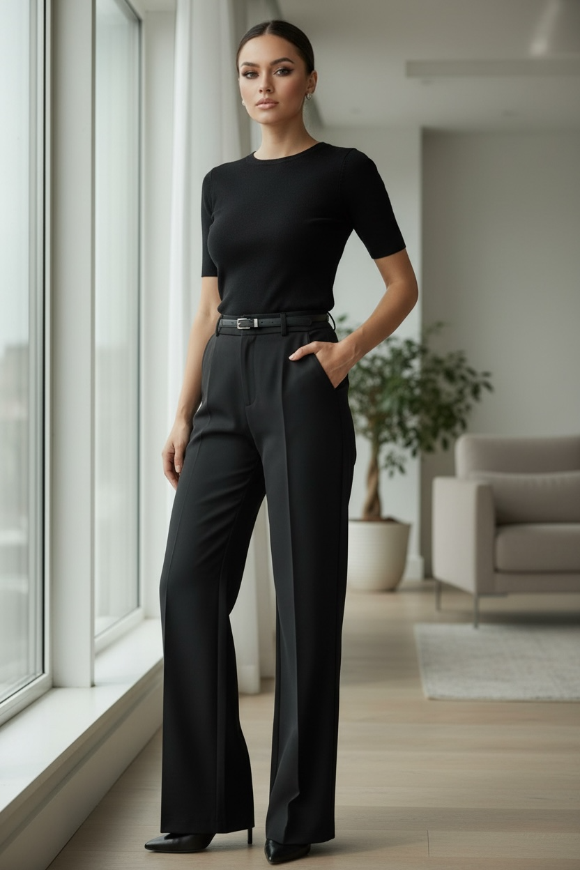 High‑waist straight‑Leg Pant’s/Tailored pant’s with practical pockets and a clean silhouette/Minimalist Office Tailored Pant’s.