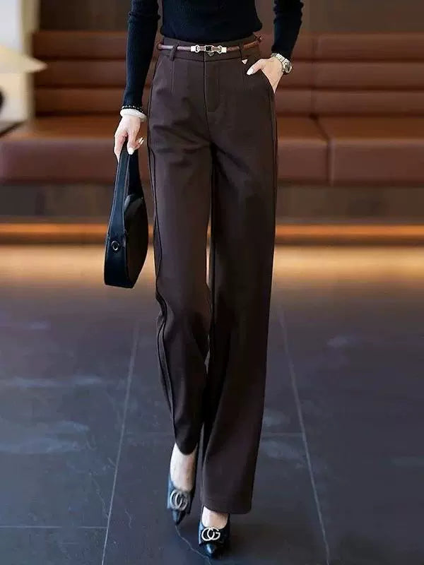 Well Made Acetate Woolen Straight Pant’s/ Female High Waist Slimming Straight Pant’s Daily Commuting.