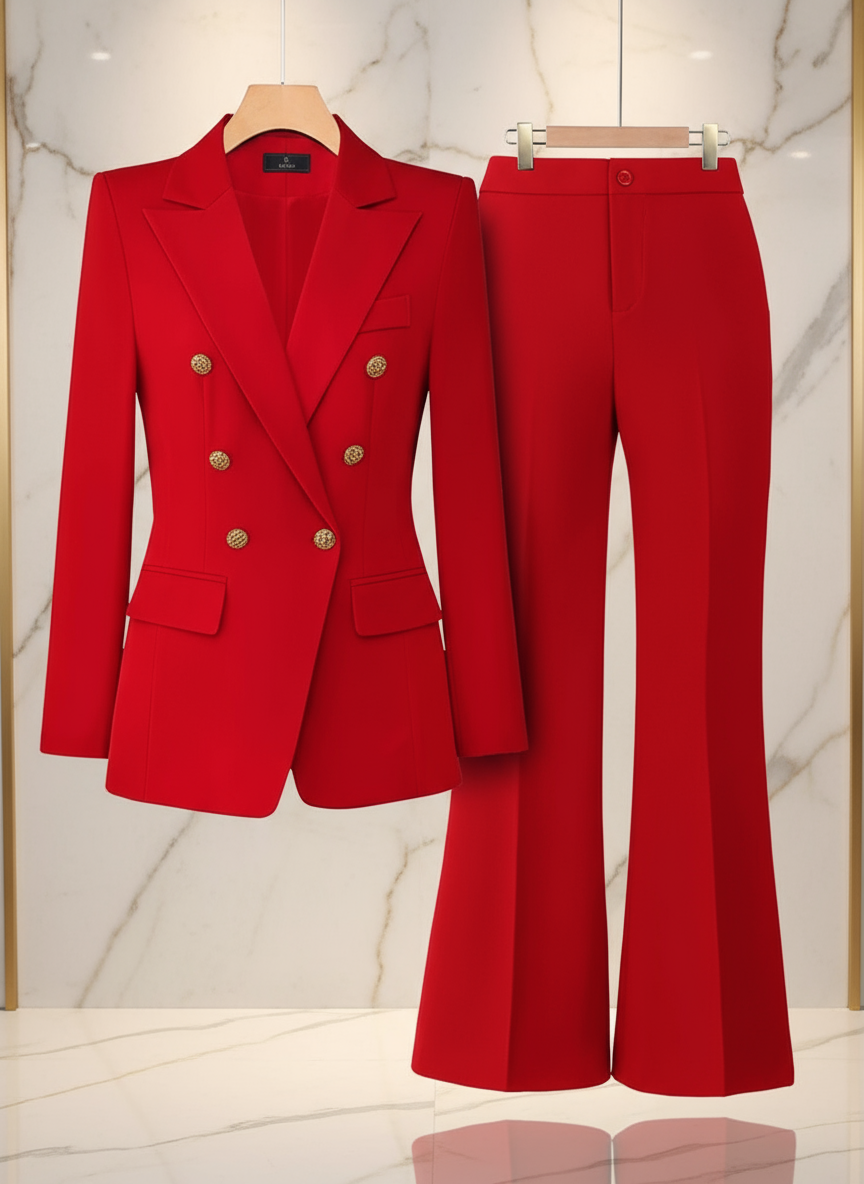 Rose Red Spring and Autumn Women's Casual Letter Suit Jacket