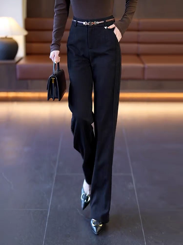 Well Made Acetate Woolen Straight Pant’s/ Female High Waist Slimming Straight Pant’s Daily Commuting.