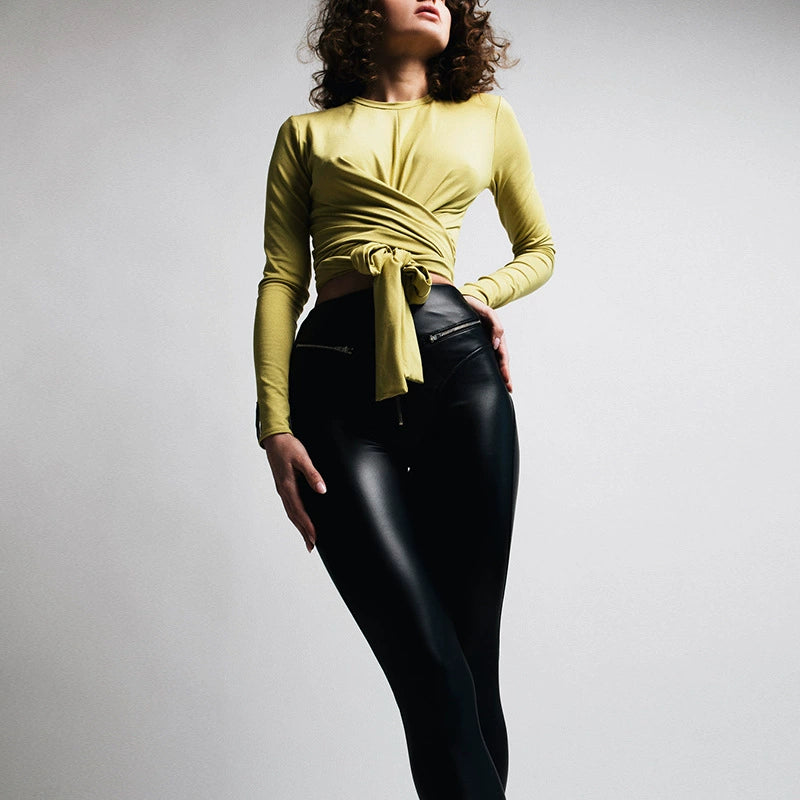 Hot Dark Leather Pant’s/Future Series Trouser’s/Sense Peach Hip Pu Tight/High Waist Leather Pants/Body Shape Wear.