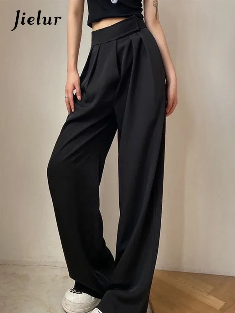 Jielur Brown Wide Leg Pant’s/Vintage Palazzo Office Elegant Trouser’s/Female High Waist Pant’s.